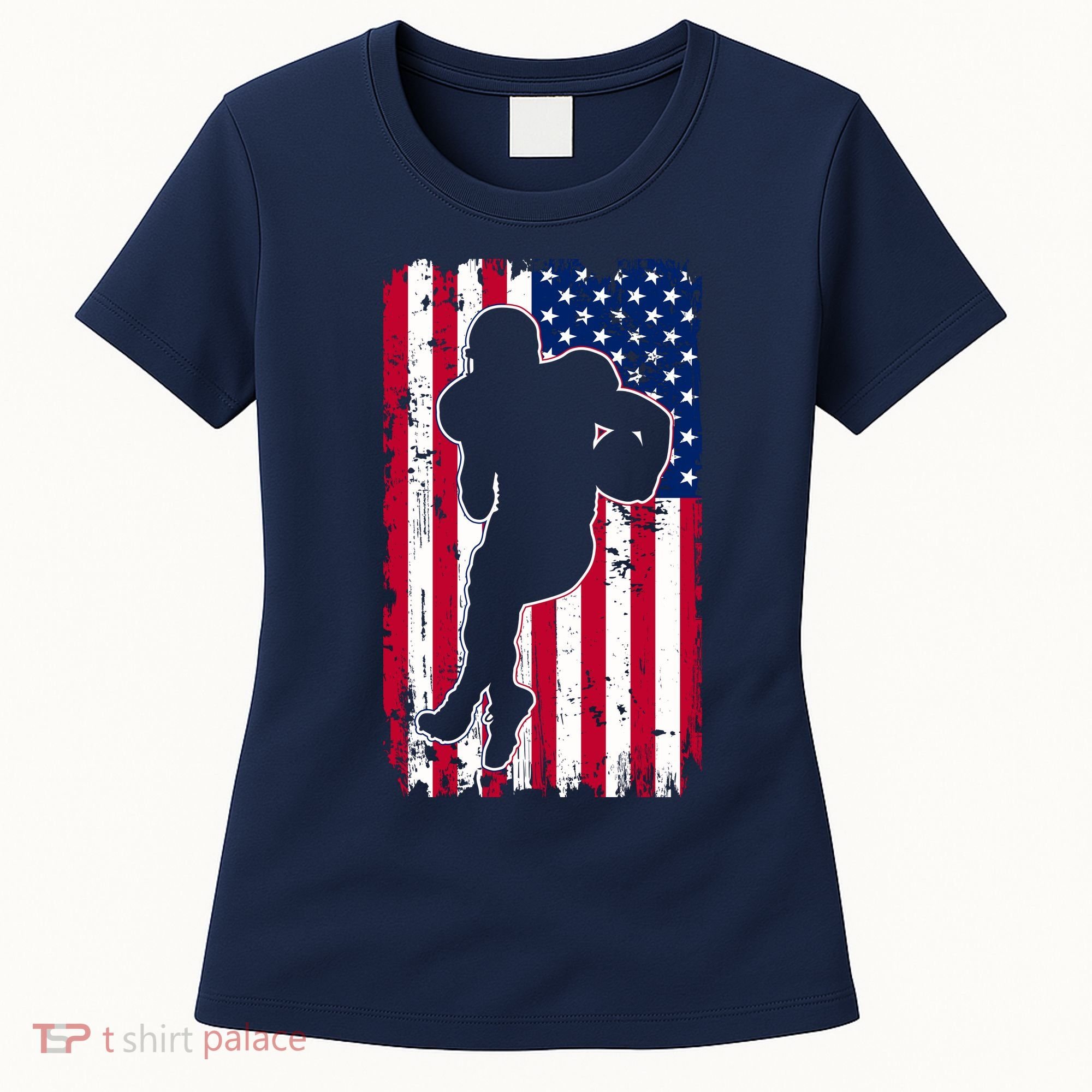 American Football Player Distressed USA Flag Women's T-Shirt
