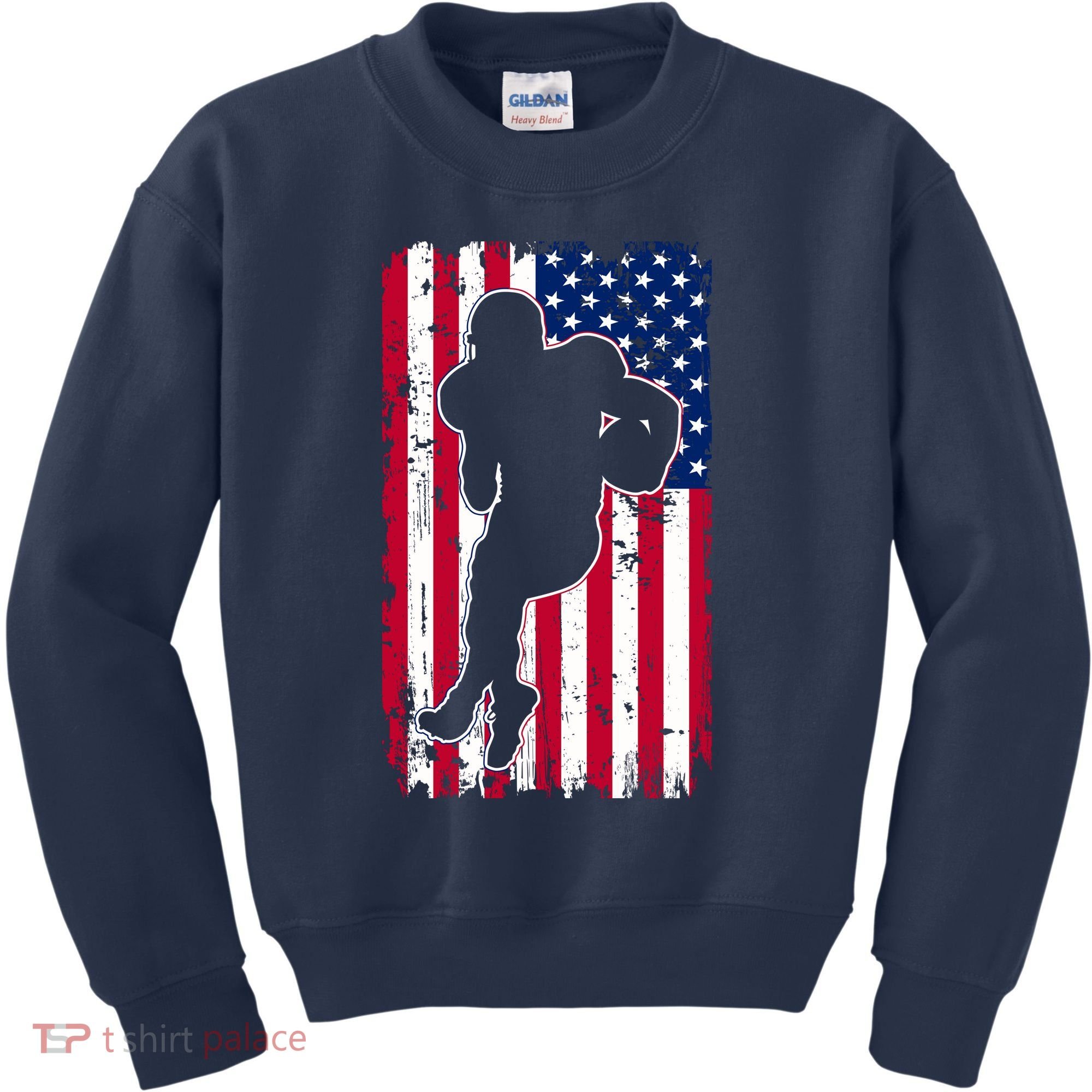 American Football Player Distressed USA Flag Kids Sweatshirt