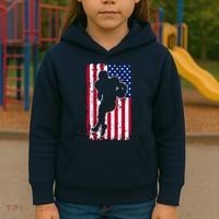 American Football Player Distressed USA Flag Kids Hoodie thumb 3
