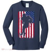 American Football Player Distressed USA Flag Kids Long Sleeve Shirt thumb 0