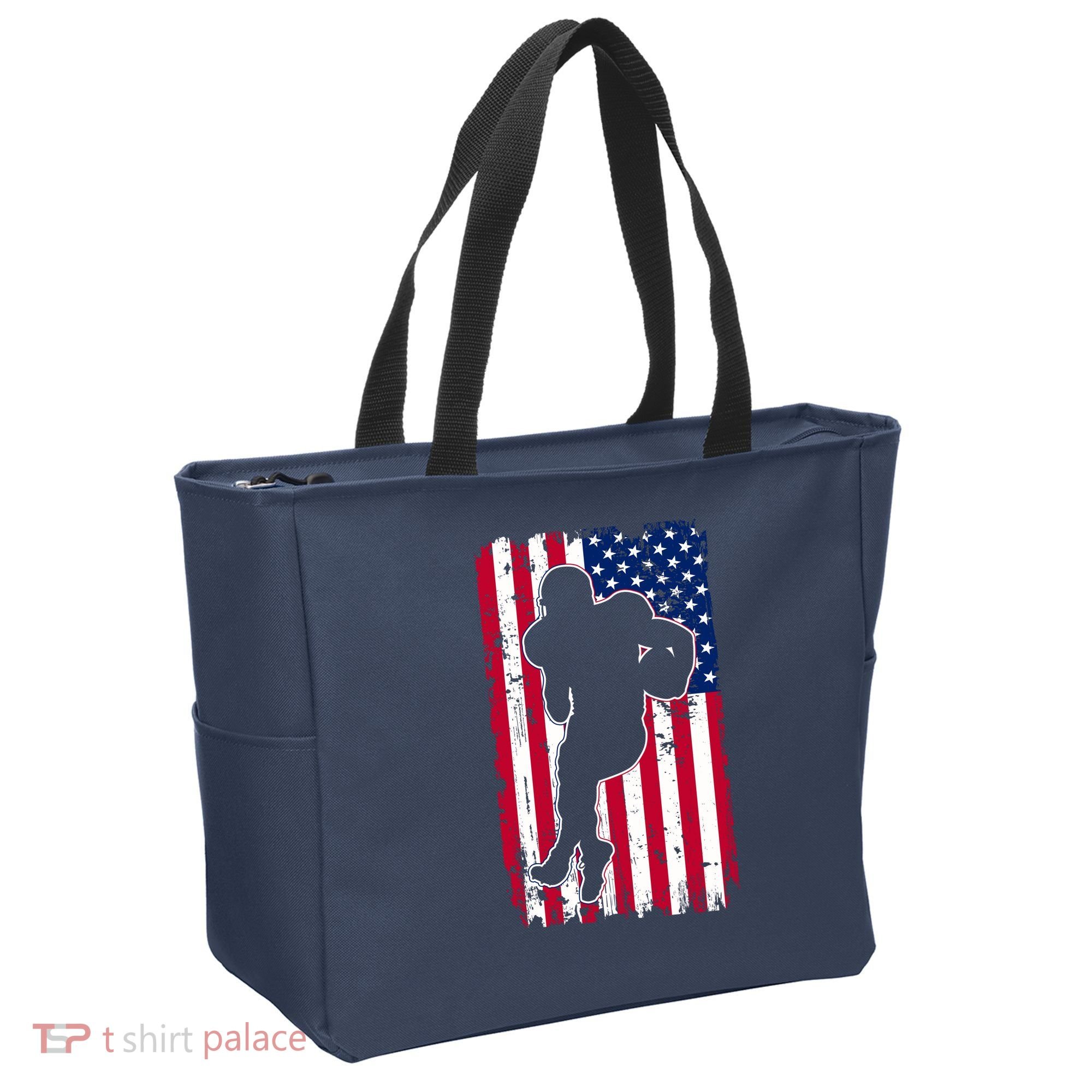 American Football Player Distressed USA Flag Tote Bag