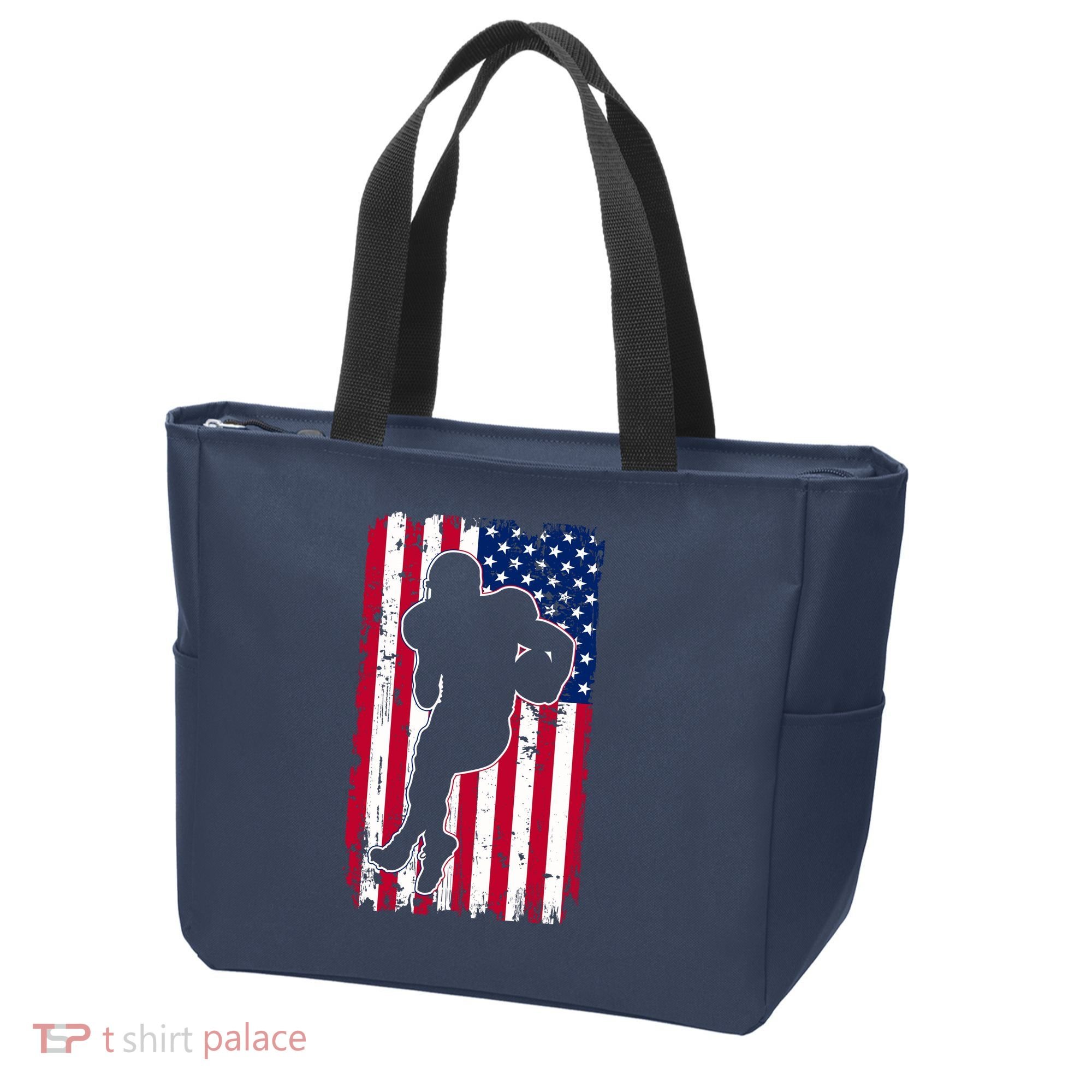 American Football Player Distressed USA Flag Tote Bag