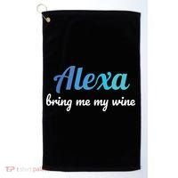 Alexa Funny Quote Bring Me My Wine Golf Towel thumb 0