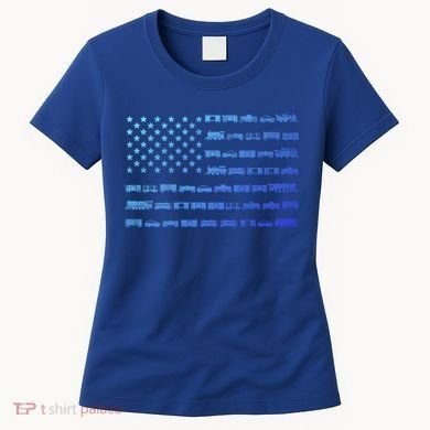 American Flag Railroad Train Conductor Gift Women's T-Shirt