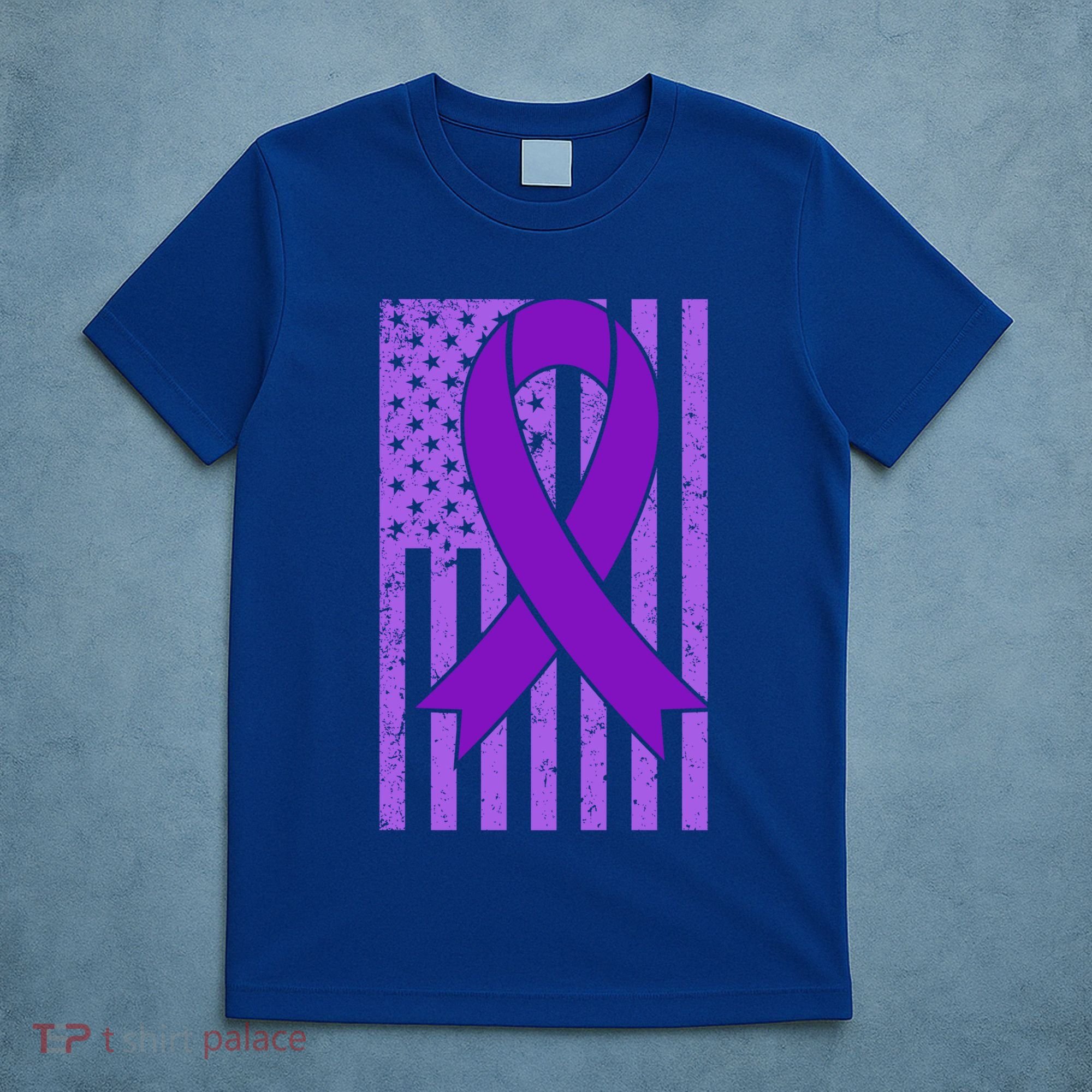 American Flag Ribbon Purple Sarcoidosis Awareness Cool Gift T-Shirt