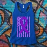 American Flag Ribbon Purple Sarcoidosis Awareness Cool Gift Women's Tank Top thumb 3