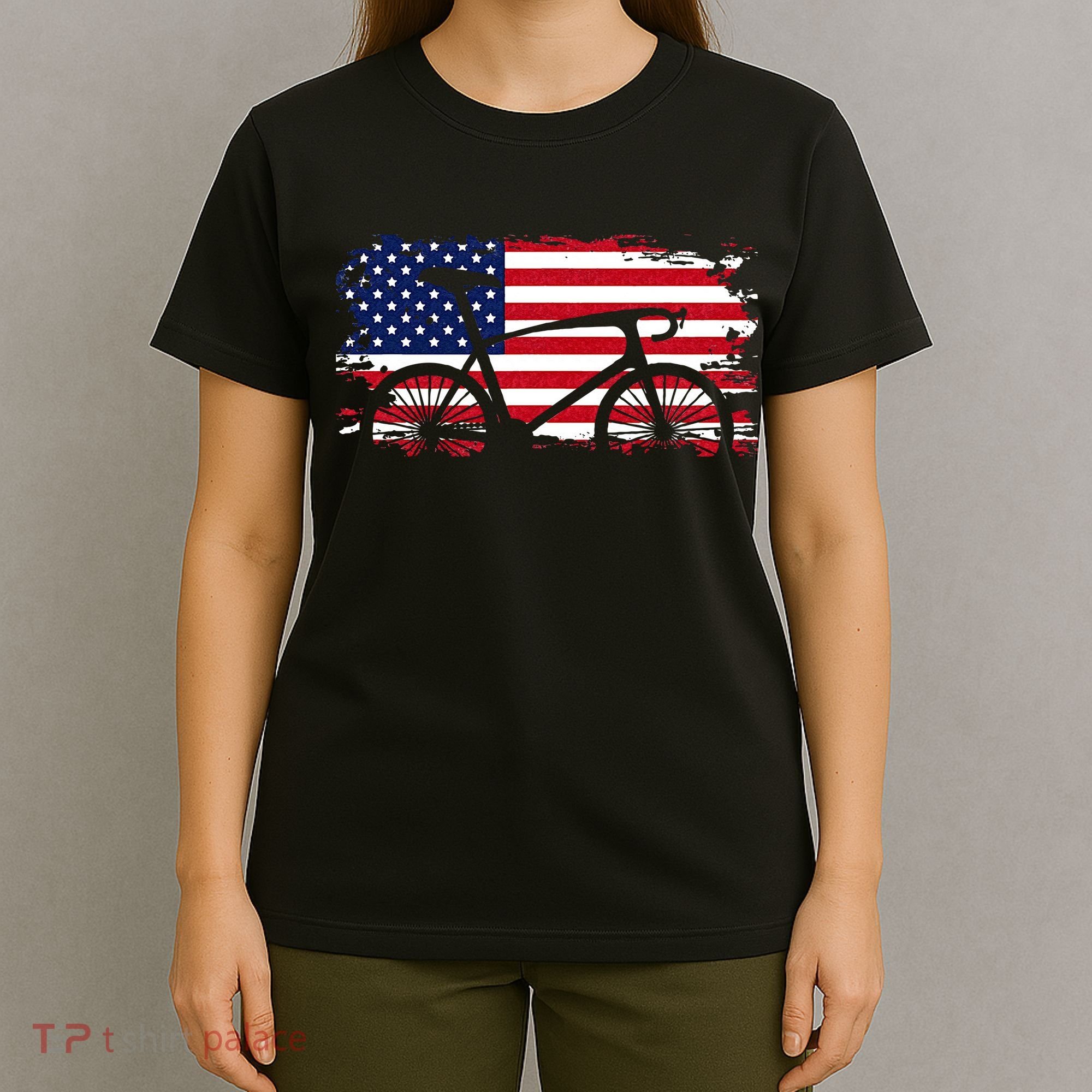 American Flag Road Biking Cycling Apparel Bicycle Cycling T-Shirt