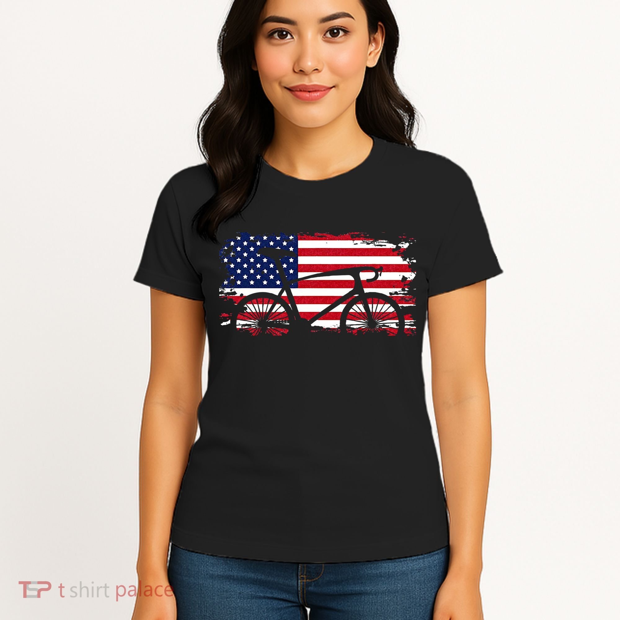 American Flag Road Biking Cycling Apparel Bicycle Cycling Women's T-Shirt
