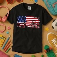 American Flag Road Biking Cycling Apparel Bicycle Cycling Kids T-Shirt thumb 3