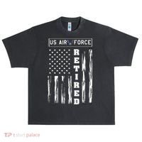 AIR FORCE Retired - Distressed American Flag Tee Urban Oversized Heavyweight T-Shirt thumb 0