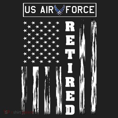 AIR FORCE Retired - Distressed American Flag Tee Urban Oversized Heavyweight T-Shirt