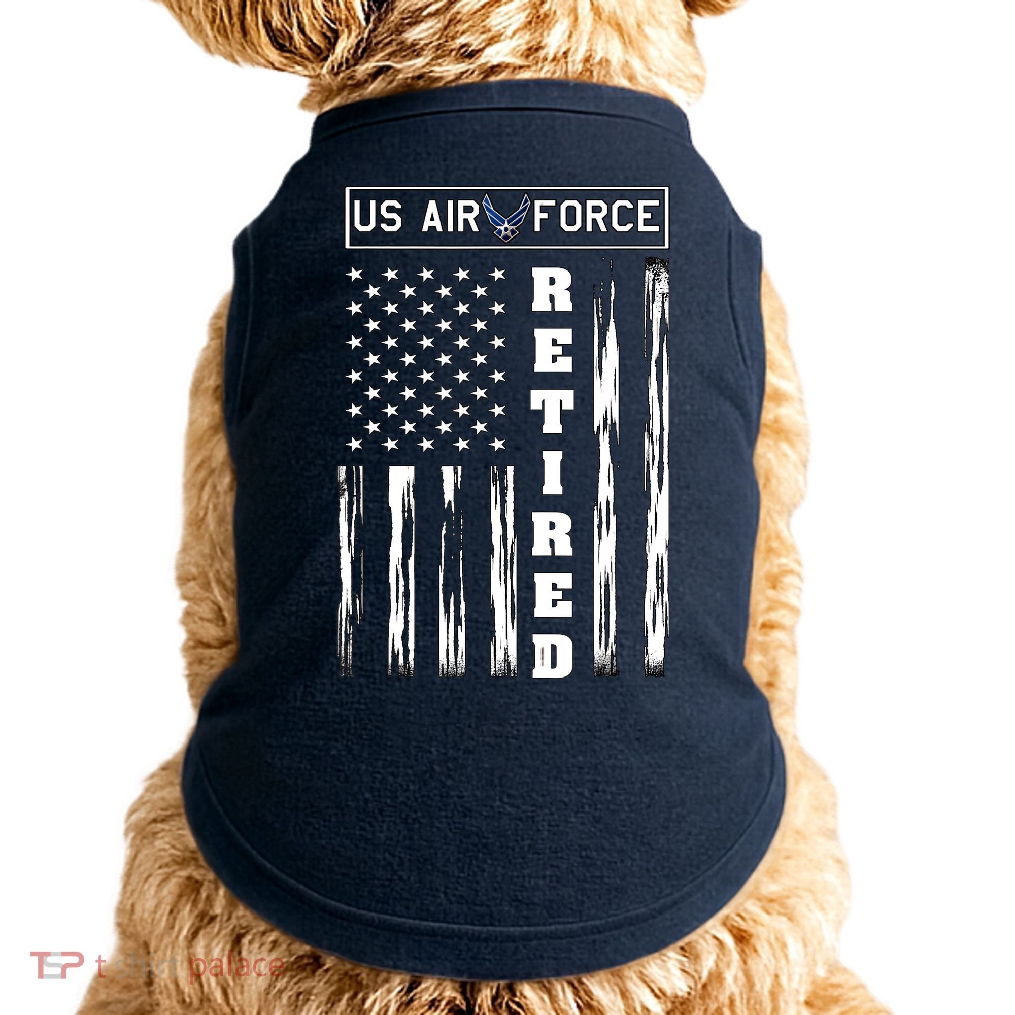 AIR FORCE Retired - Distressed American Flag Tee Doggie Tank
