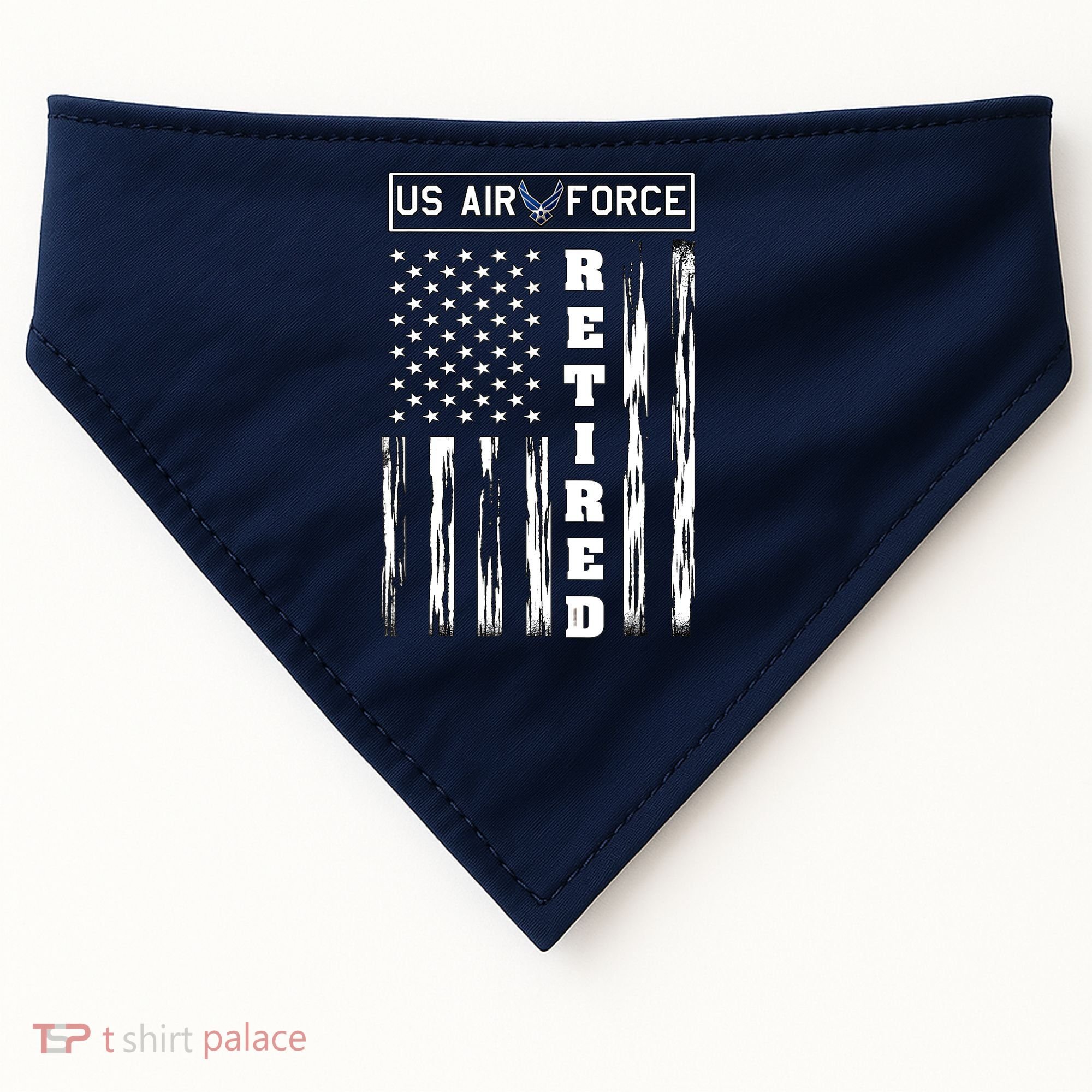 AIR FORCE Retired - Distressed American Flag Tee USA-Made Doggie Bandana