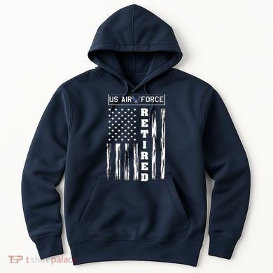 AIR FORCE Retired - Distressed American Flag Tee Hoodie