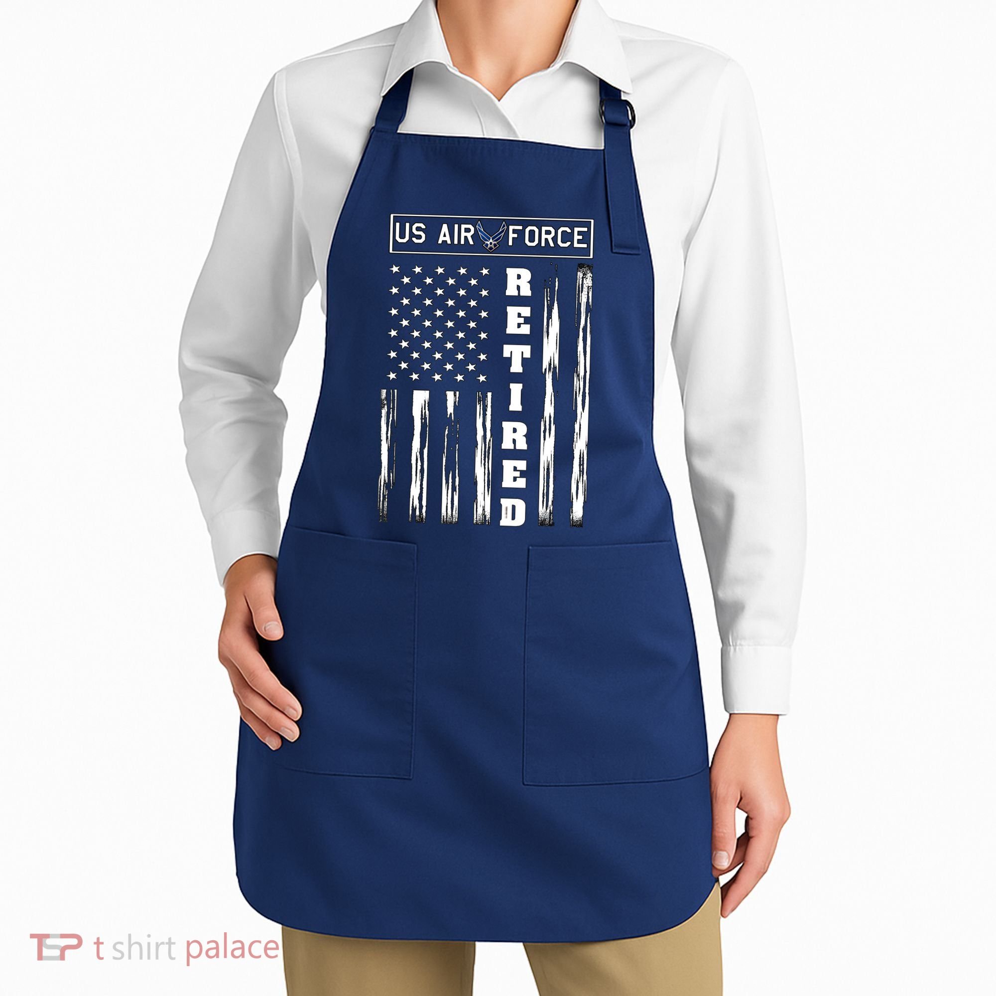 AIR FORCE Retired - Distressed American Flag Tee Apron