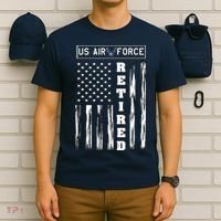 AIR FORCE Retired - Distressed American Flag Tee T-Shirt thumb 6