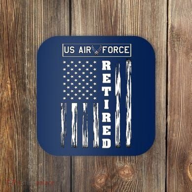 AIR FORCE Retired - Distressed American Flag Tee Coaster