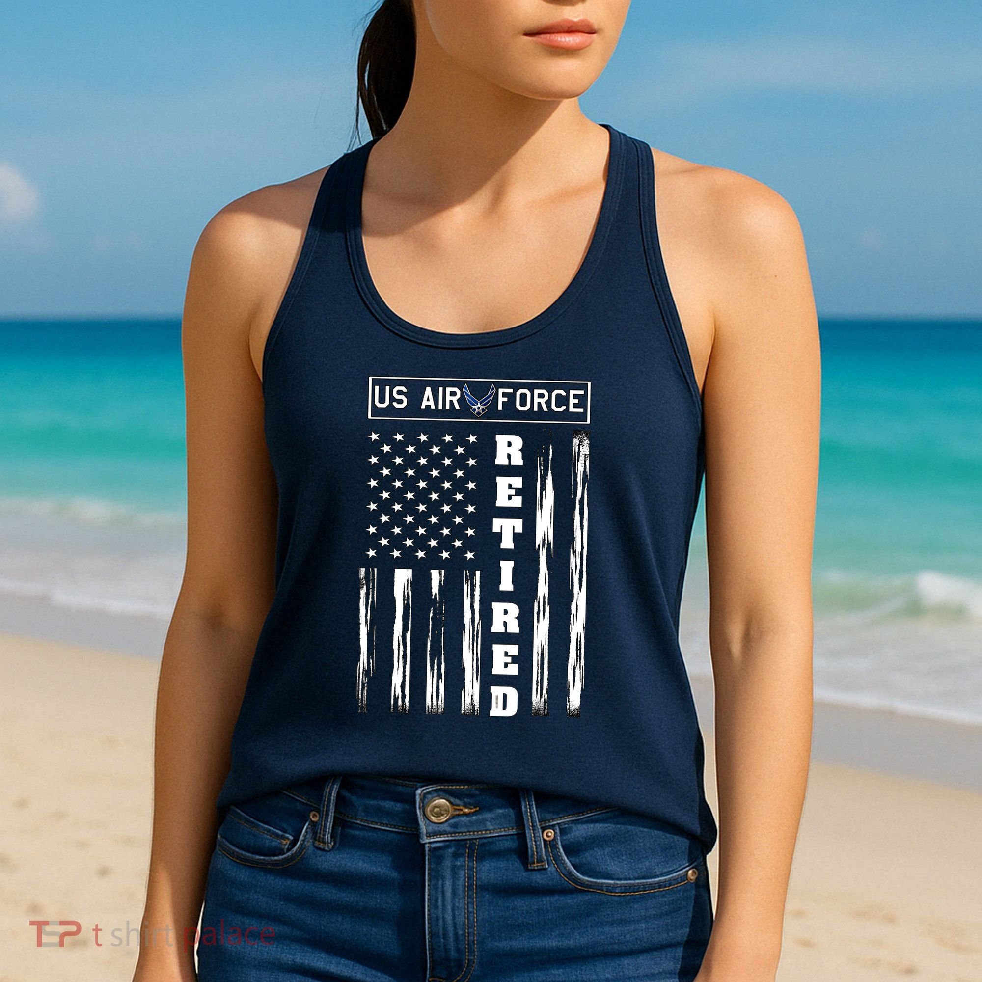 AIR FORCE Retired - Distressed American Flag Tee Women's Tank Top