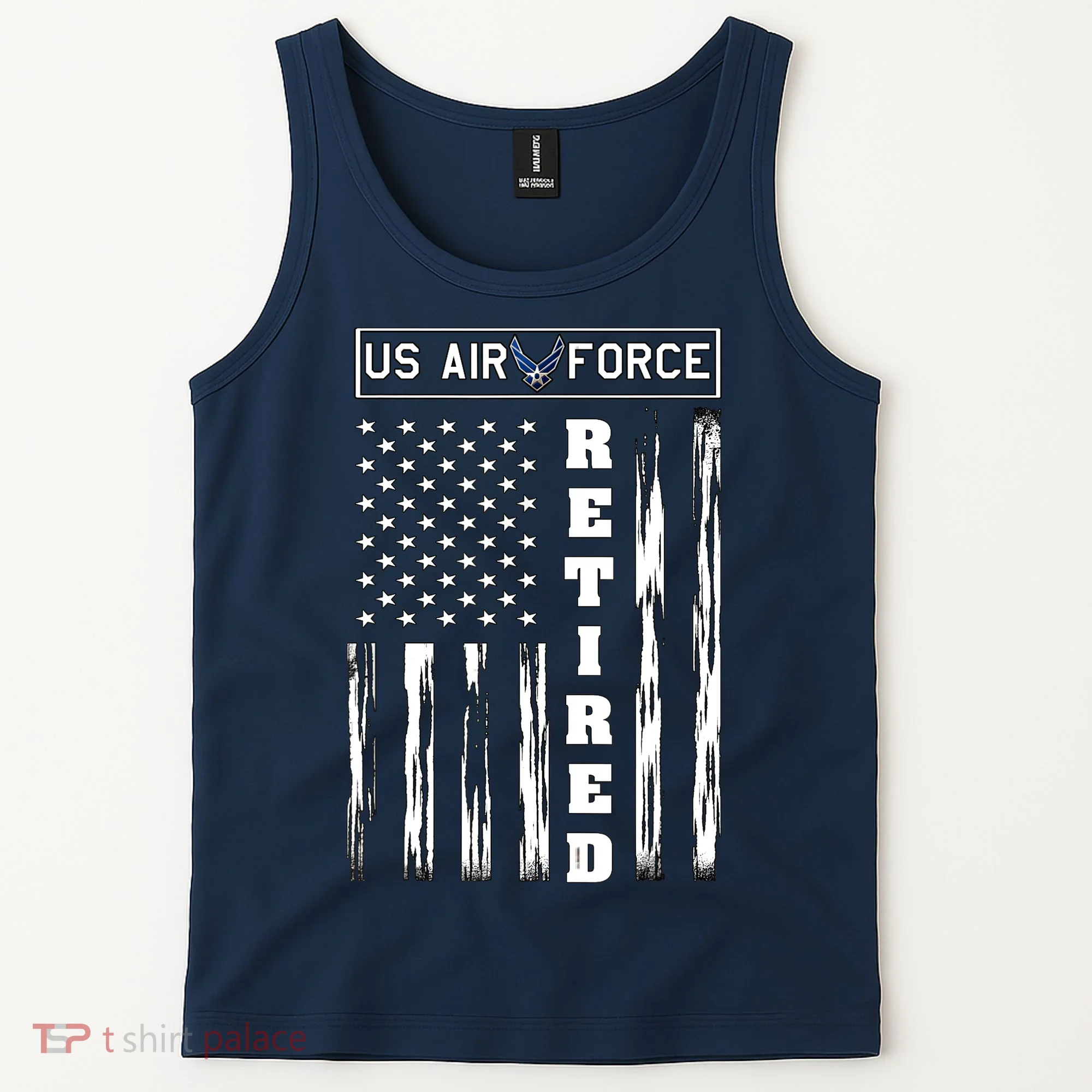 AIR FORCE Retired - Distressed American Flag Tee Tank Top