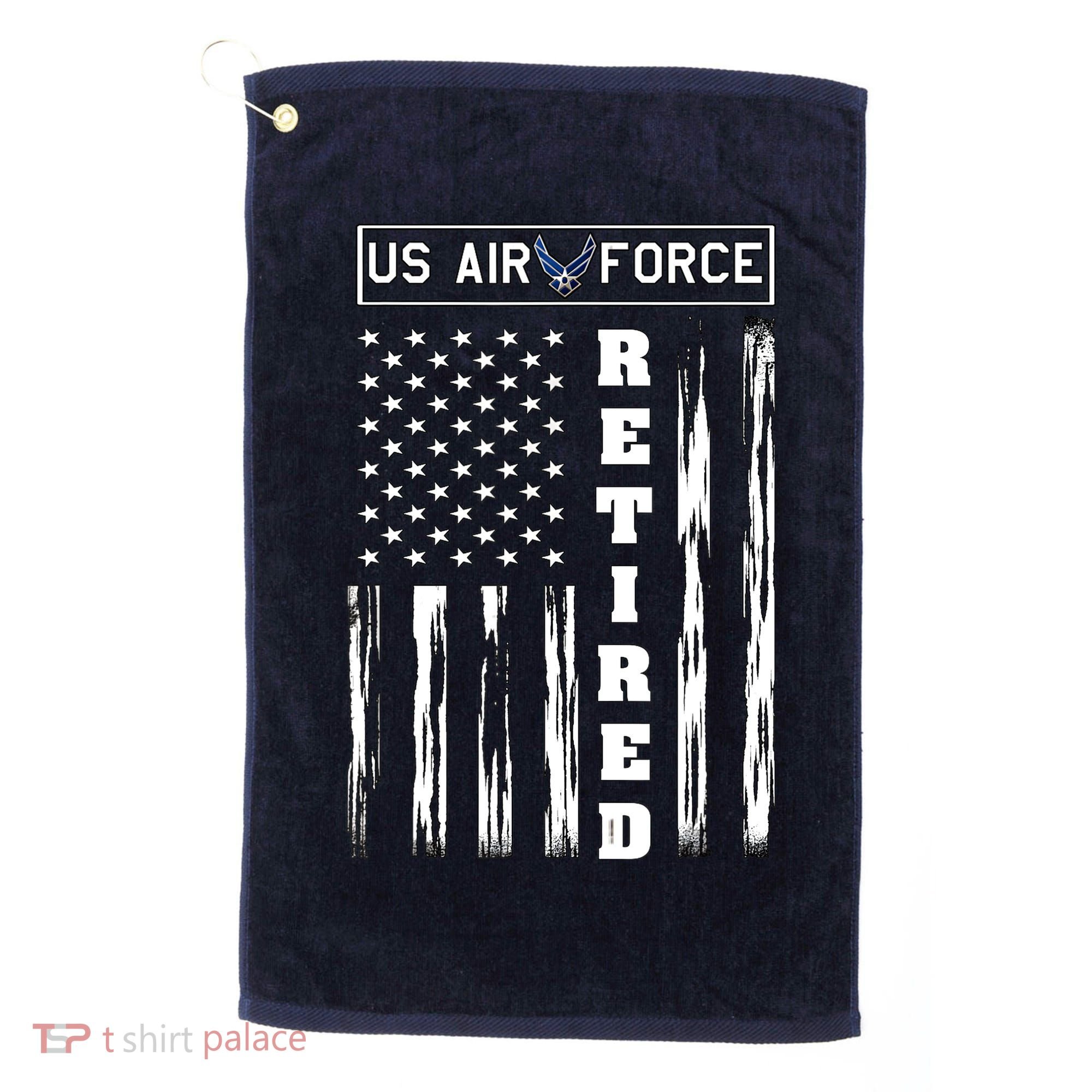 AIR FORCE Retired - Distressed American Flag Tee Golf Towel