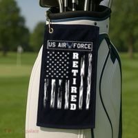 AIR FORCE Retired - Distressed American Flag Tee Golf Towel thumb 2