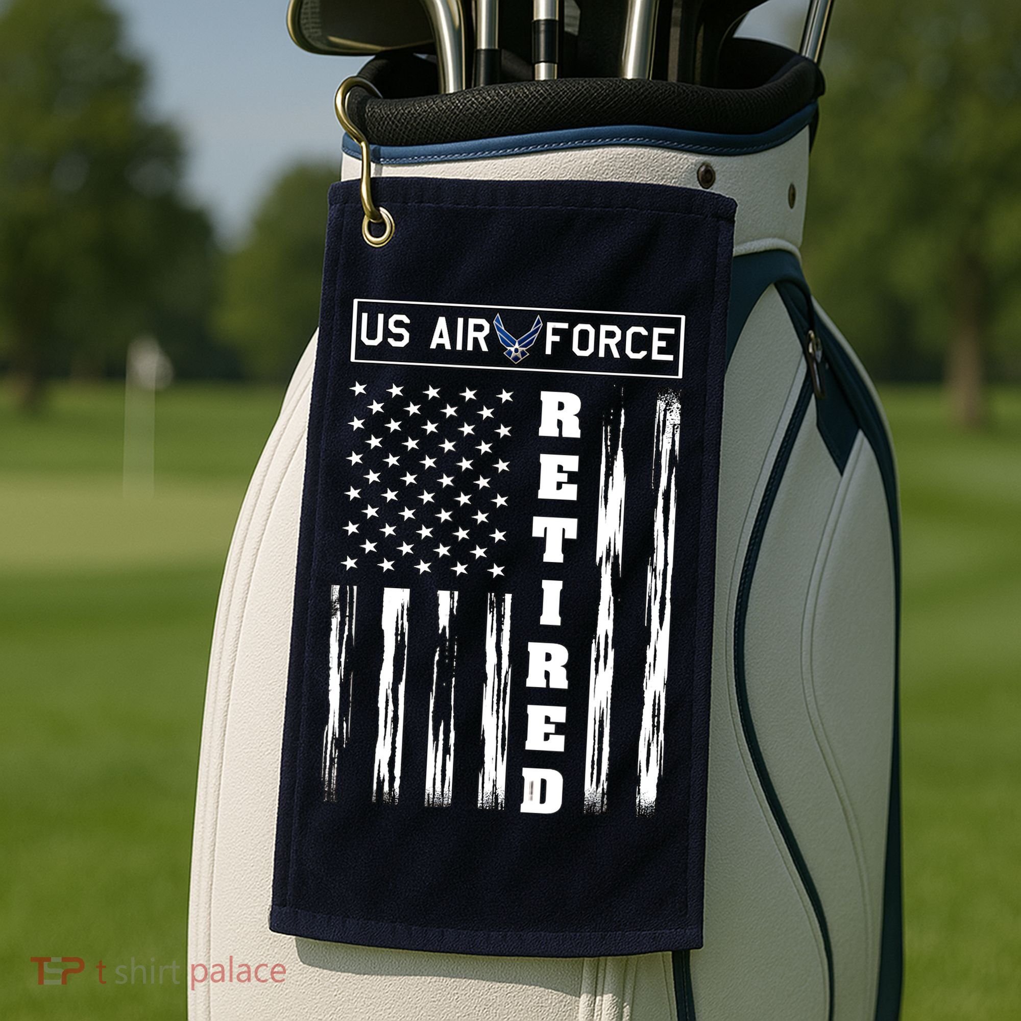 AIR FORCE Retired - Distressed American Flag Tee Golf Towel