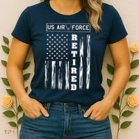 AIR FORCE Retired - Distressed American Flag Tee Women's T-Shirt thumb 2