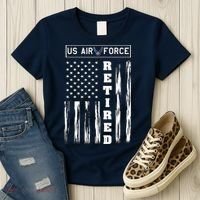 AIR FORCE Retired - Distressed American Flag Tee Women's T-Shirt thumb 3