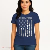AIR FORCE Retired - Distressed American Flag Tee Women's T-Shirt thumb 4