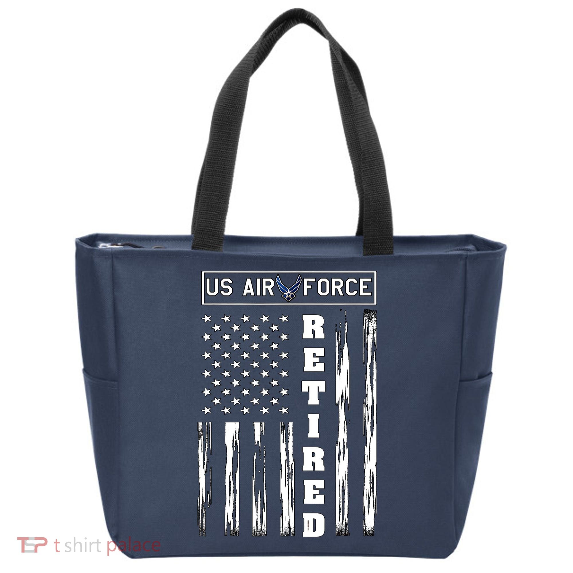 AIR FORCE Retired - Distressed American Flag Tee Tote Bag