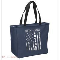 AIR FORCE Retired - Distressed American Flag Tee Tote Bag thumb 2
