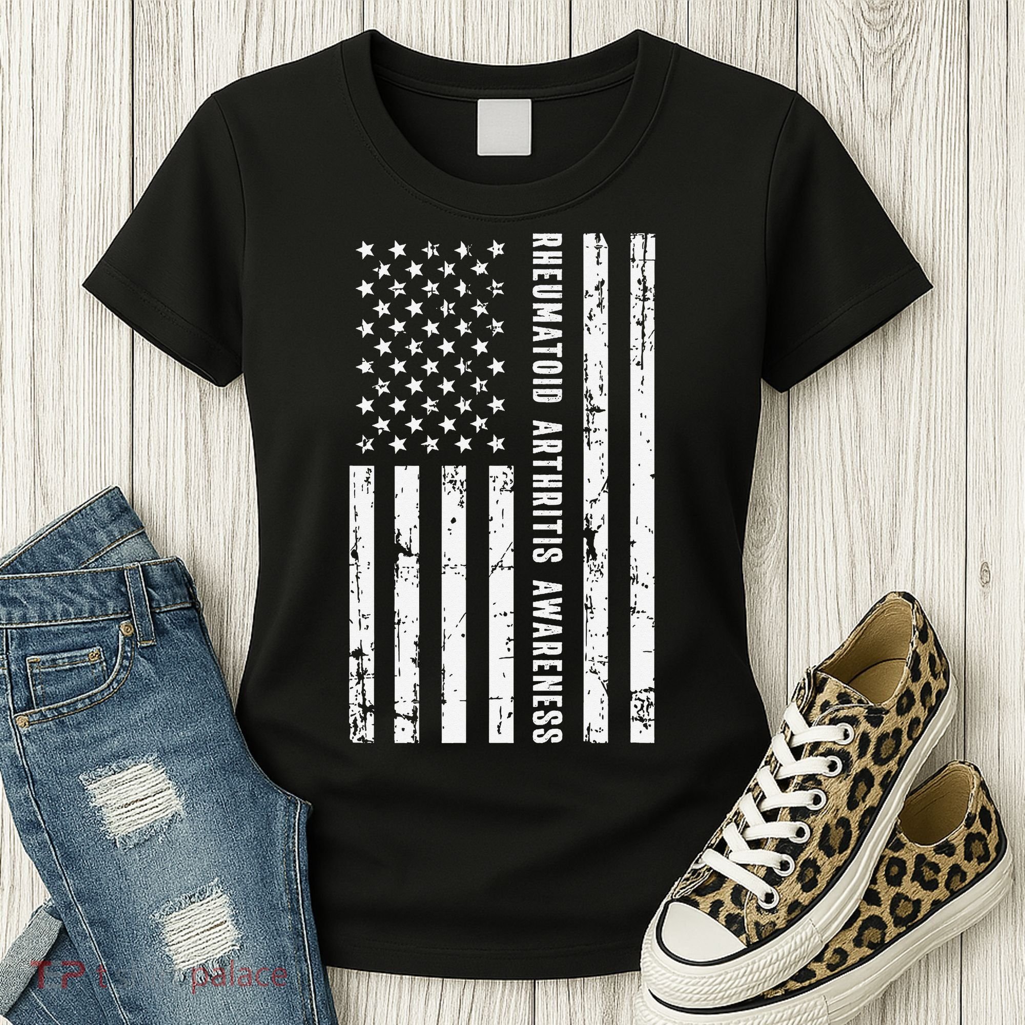 American Flag Rheumatoid Arthritis Awareness Month May Women's T-Shirt