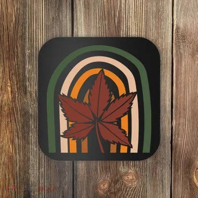 Autumn Fall Retro Rainbow Coaster