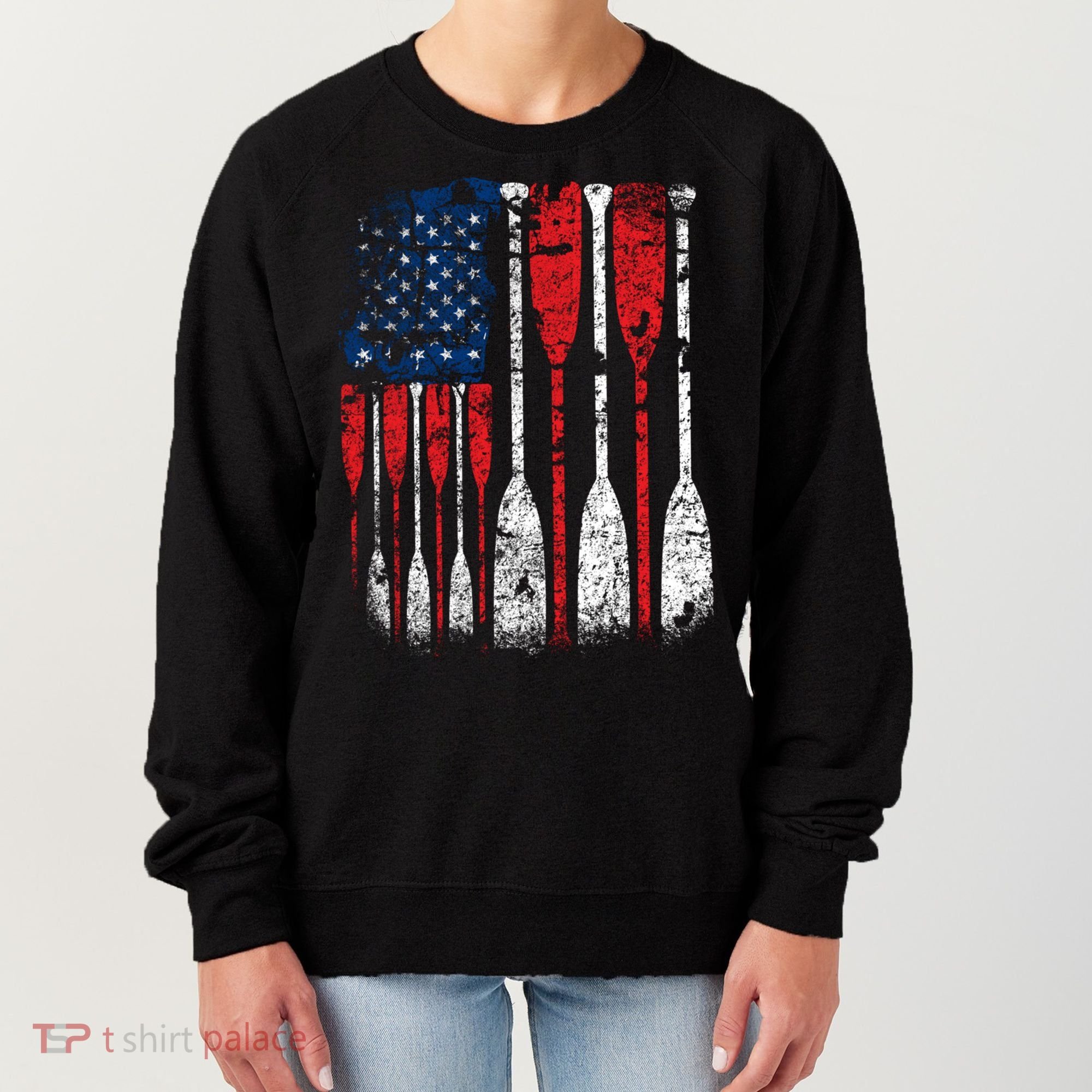 American Flag Rowing Oar Cute Us Row Crew 4th Of July Gift Women's Sweatshirt