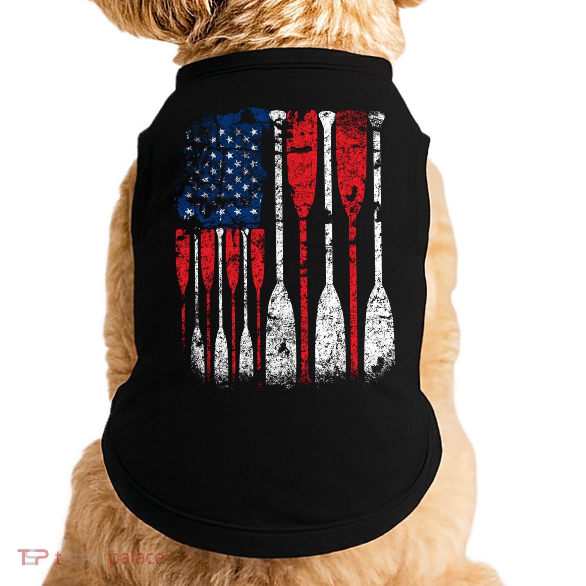 American Flag Rowing Oar Cute Us Row Crew 4th Of July Gift Doggie Tank