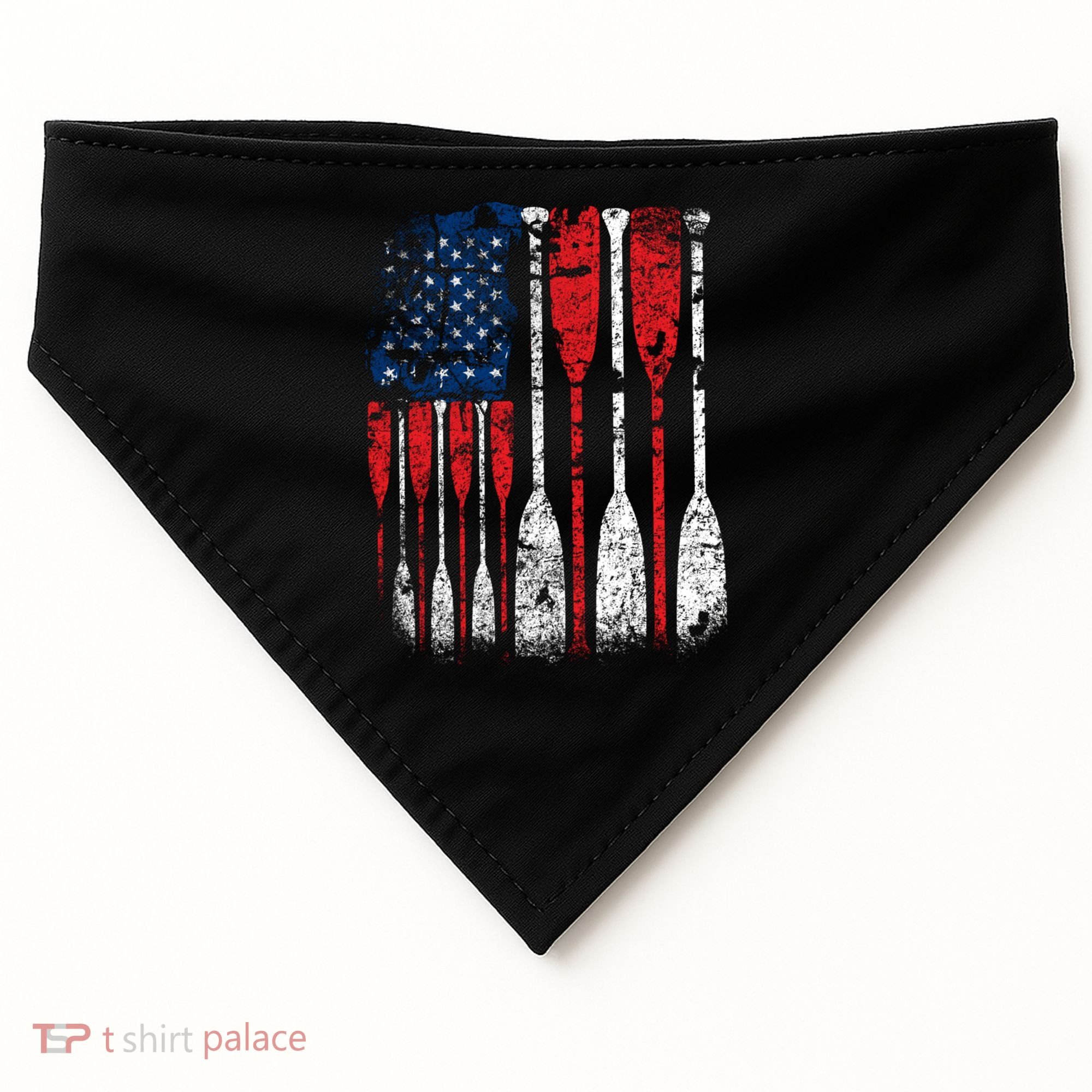American Flag Rowing Oar Cute Us Row Crew 4th Of July Gift USA-Made Doggie Bandana