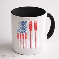 American Flag Rowing Oar Cute Us Row Crew 4th Of July Gift Coffee Mug thumb 1