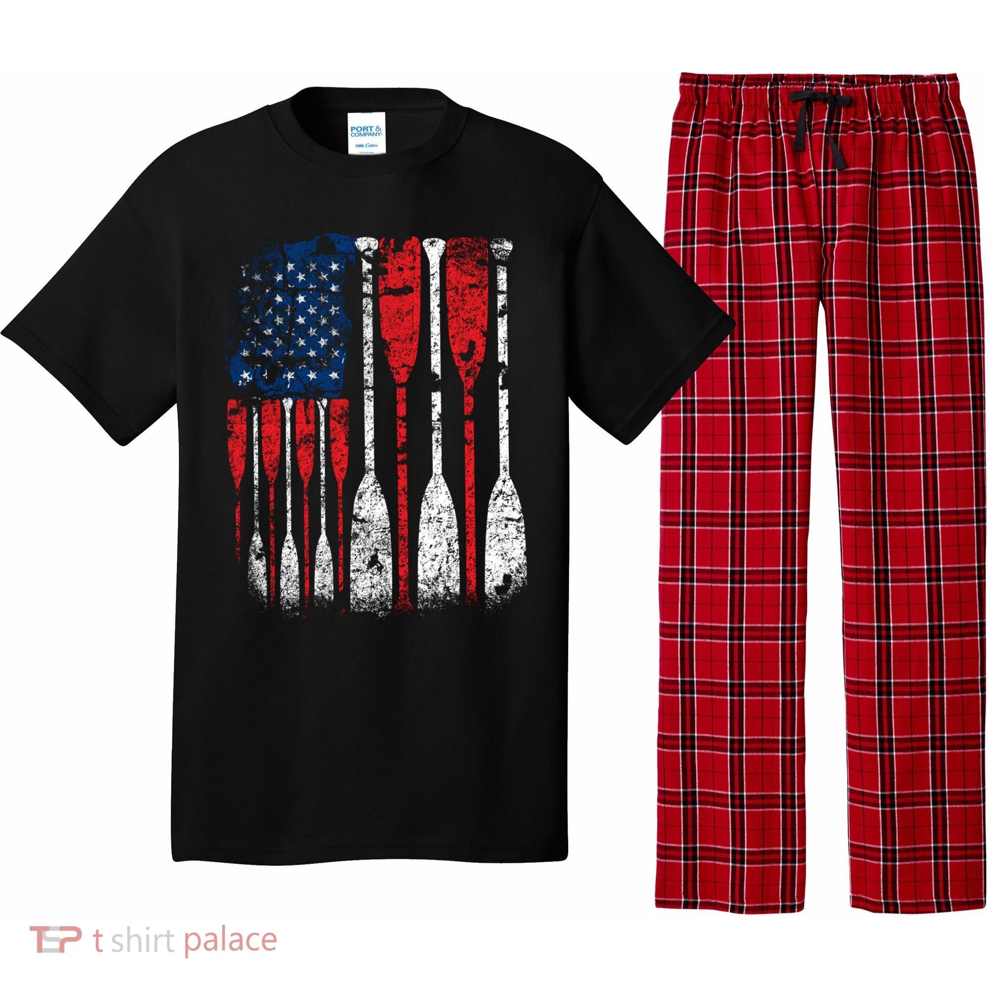 American Flag Rowing Oar Cute Us Row Crew 4th Of July Gift Pajama Set