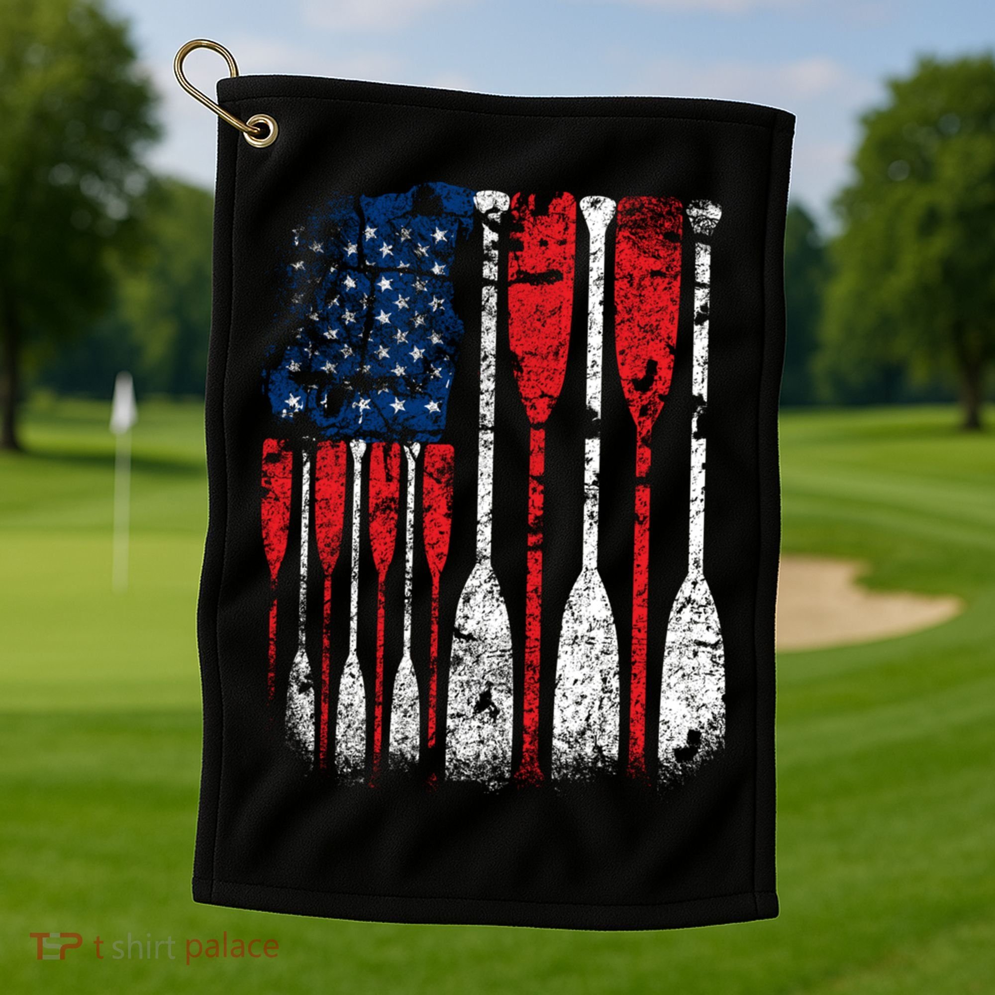 American Flag Rowing Oar Cute Us Row Crew 4th Of July Gift Golf Towel