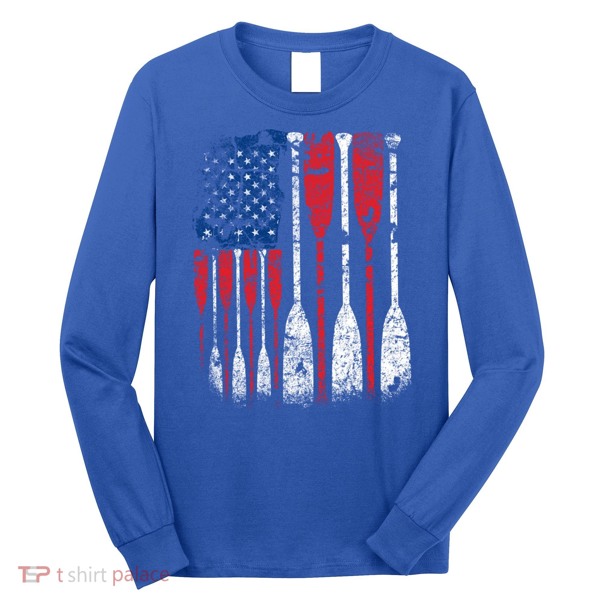 American Flag Rowing Oar Cute Us Row Crew 4th Of July Gift Long Sleeve Shirt