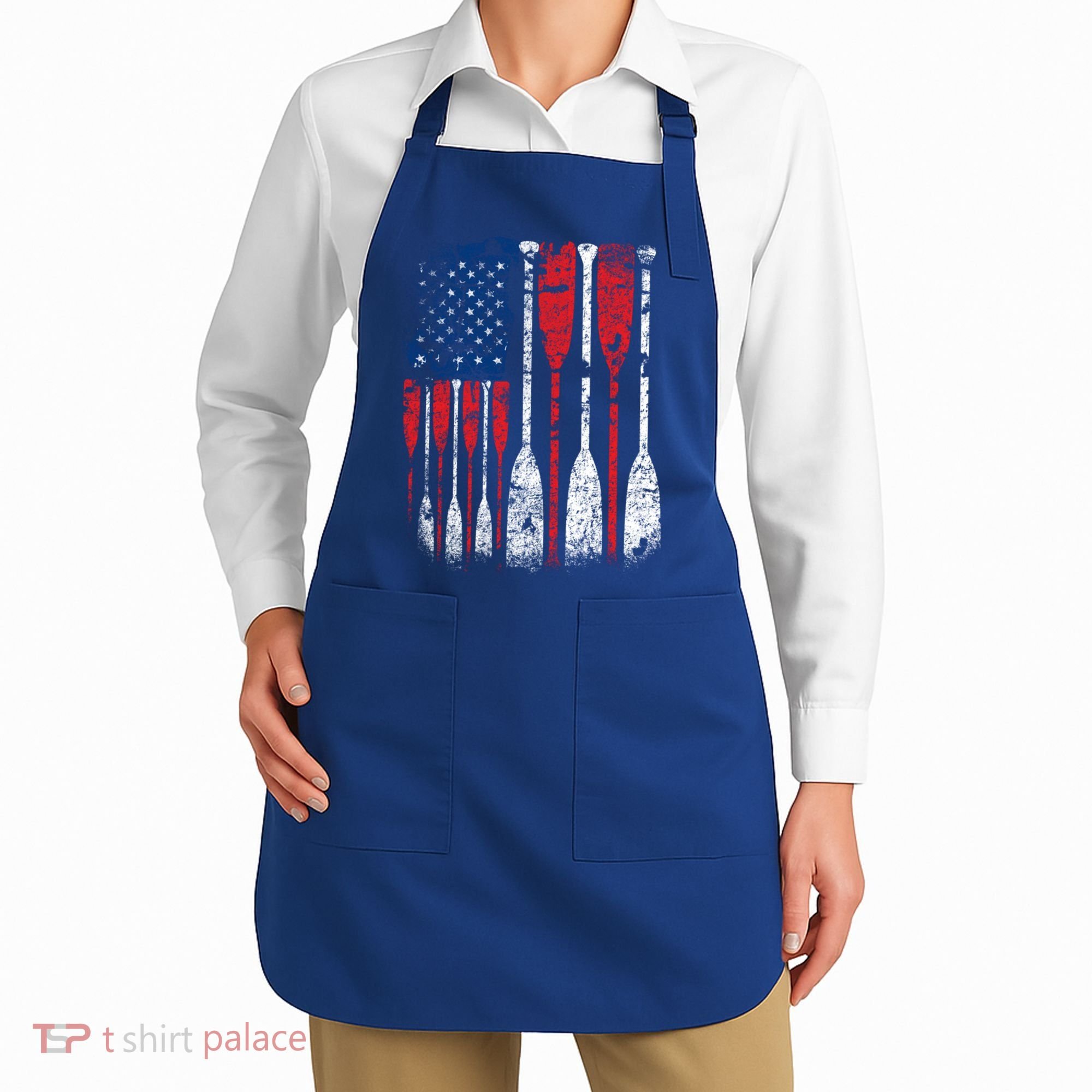 American Flag Rowing Oar Cute Us Row Crew 4th Of July Gift Apron