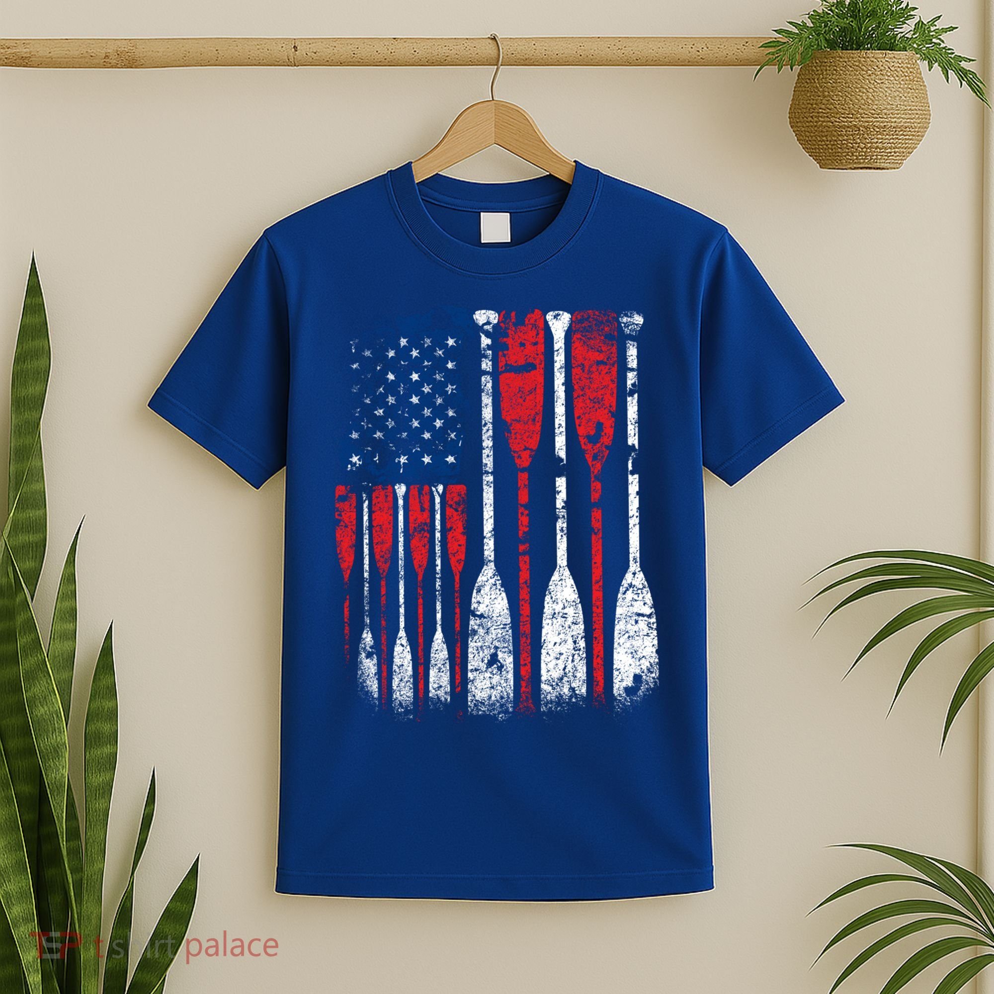 American Flag Rowing Oar Cute Us Row Crew 4th Of July Gift T-Shirt