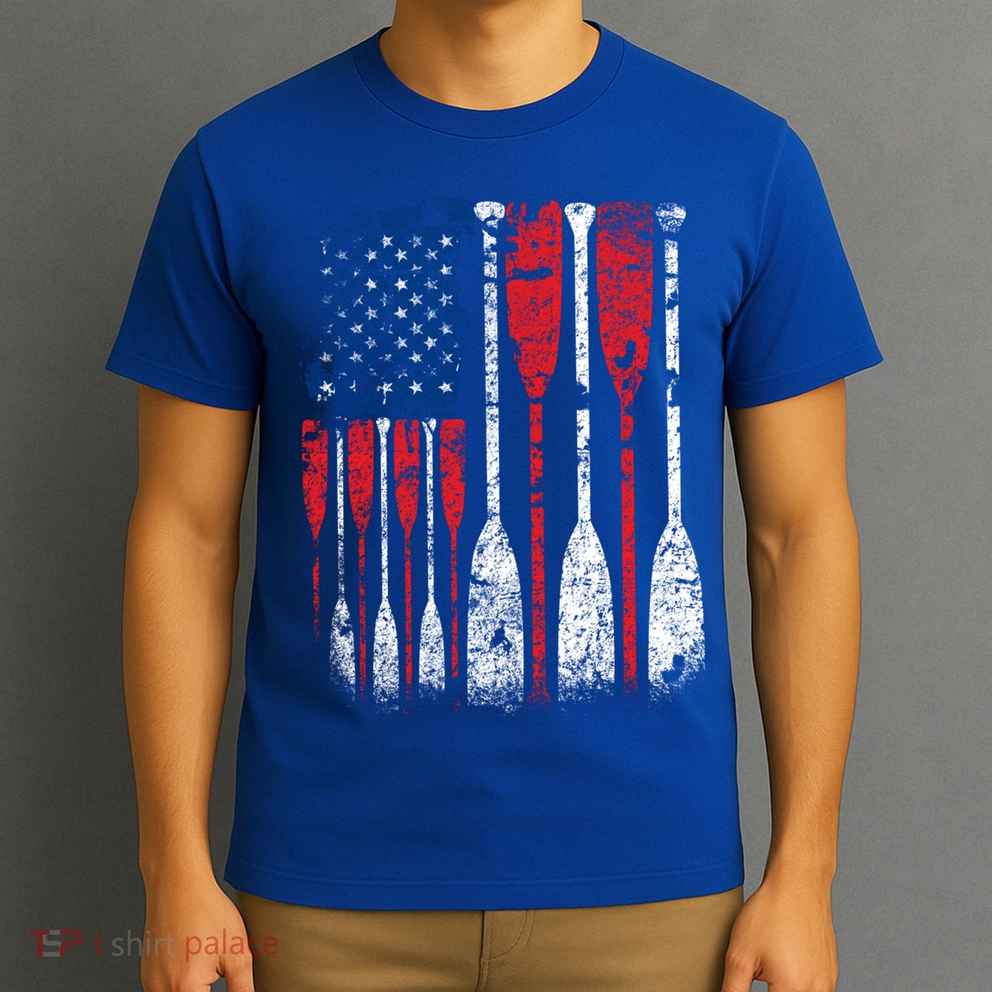 American Flag Rowing Oar Cute Us Row Crew 4th Of July Gift T-Shirt