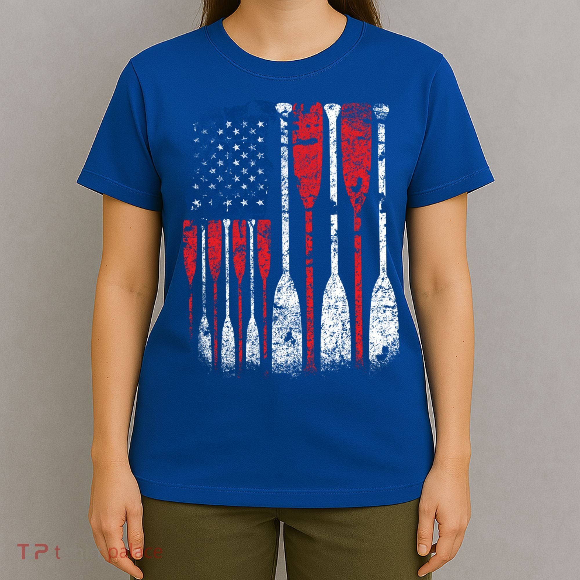 American Flag Rowing Oar Cute Us Row Crew 4th Of July Gift T-Shirt