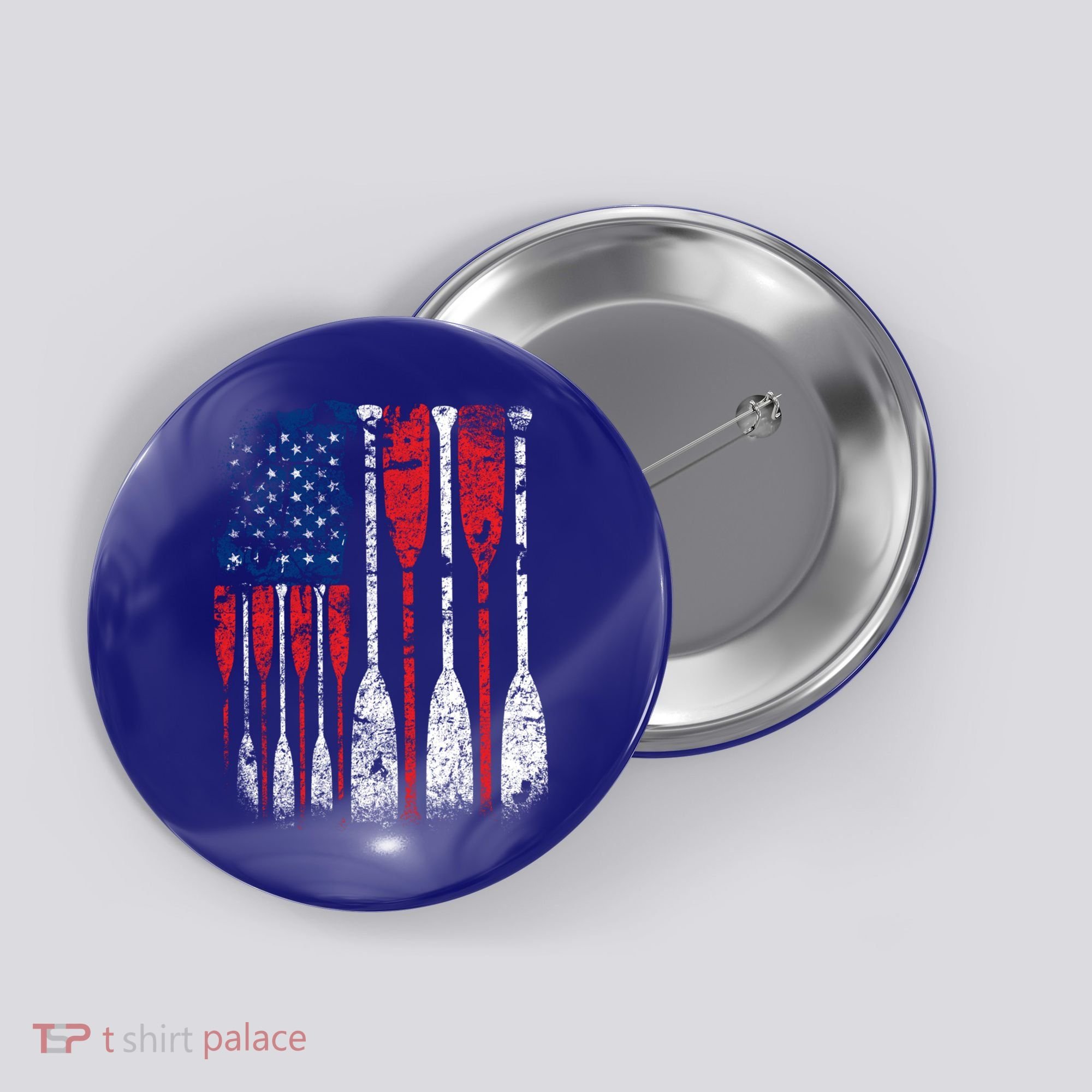 American Flag Rowing Oar Cute Us Row Crew 4th Of July Gift Button