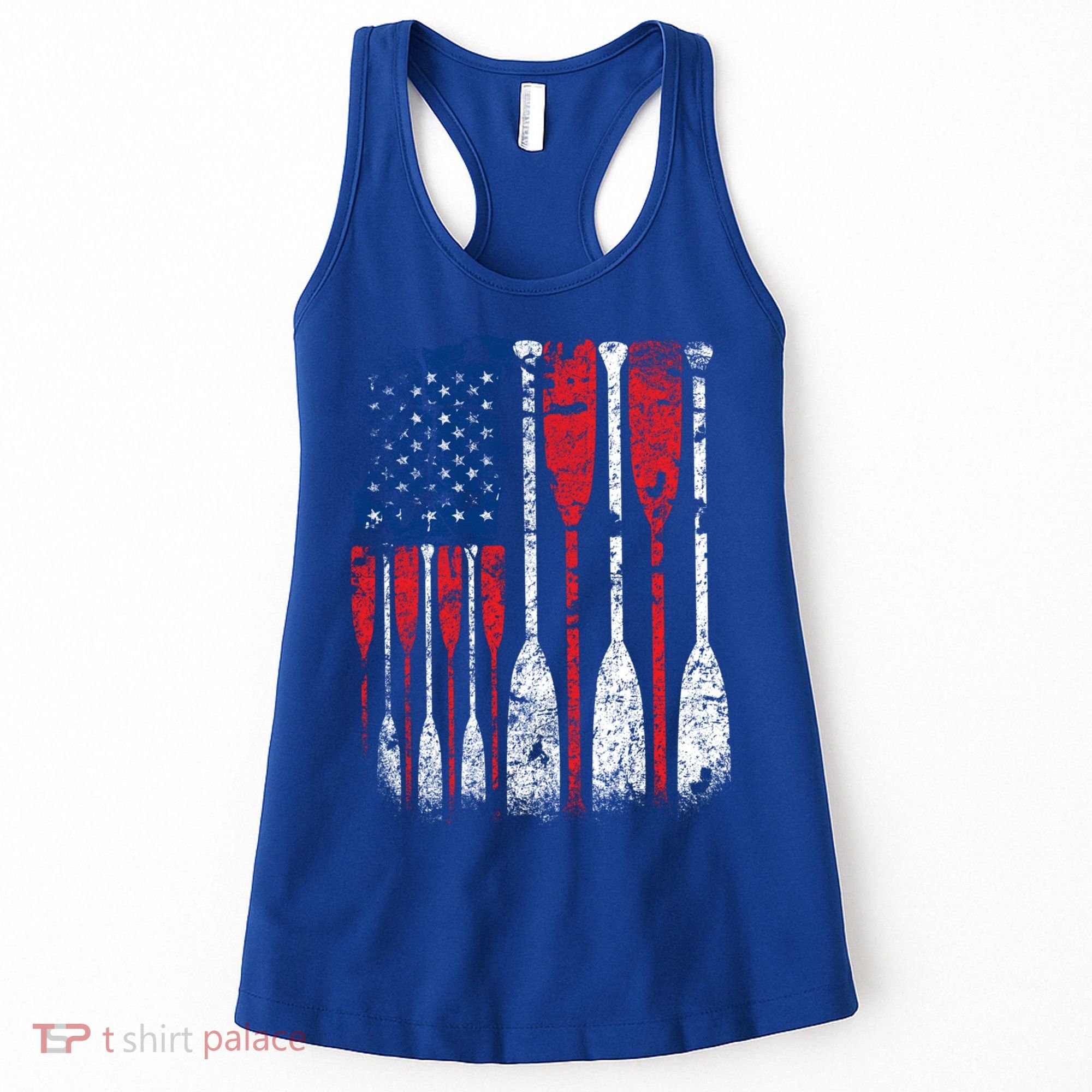 American Flag Rowing Oar Cute Us Row Crew 4th Of July Gift Women's Tank Top