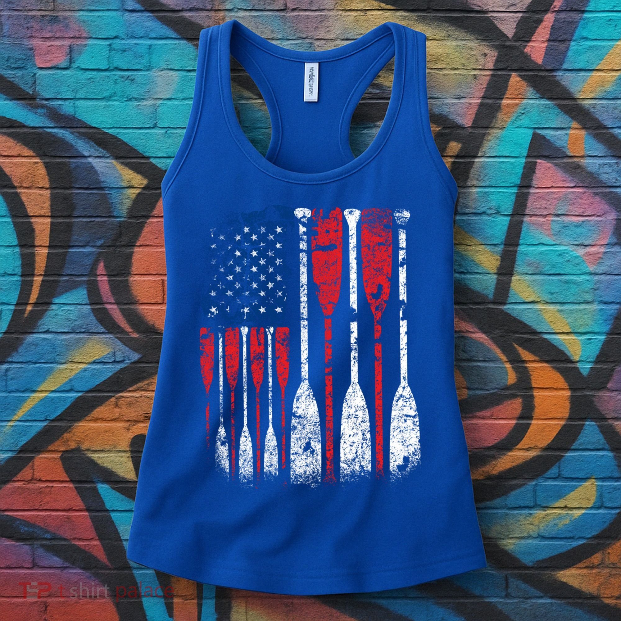 American Flag Rowing Oar Cute Us Row Crew 4th Of July Gift Women's Tank Top