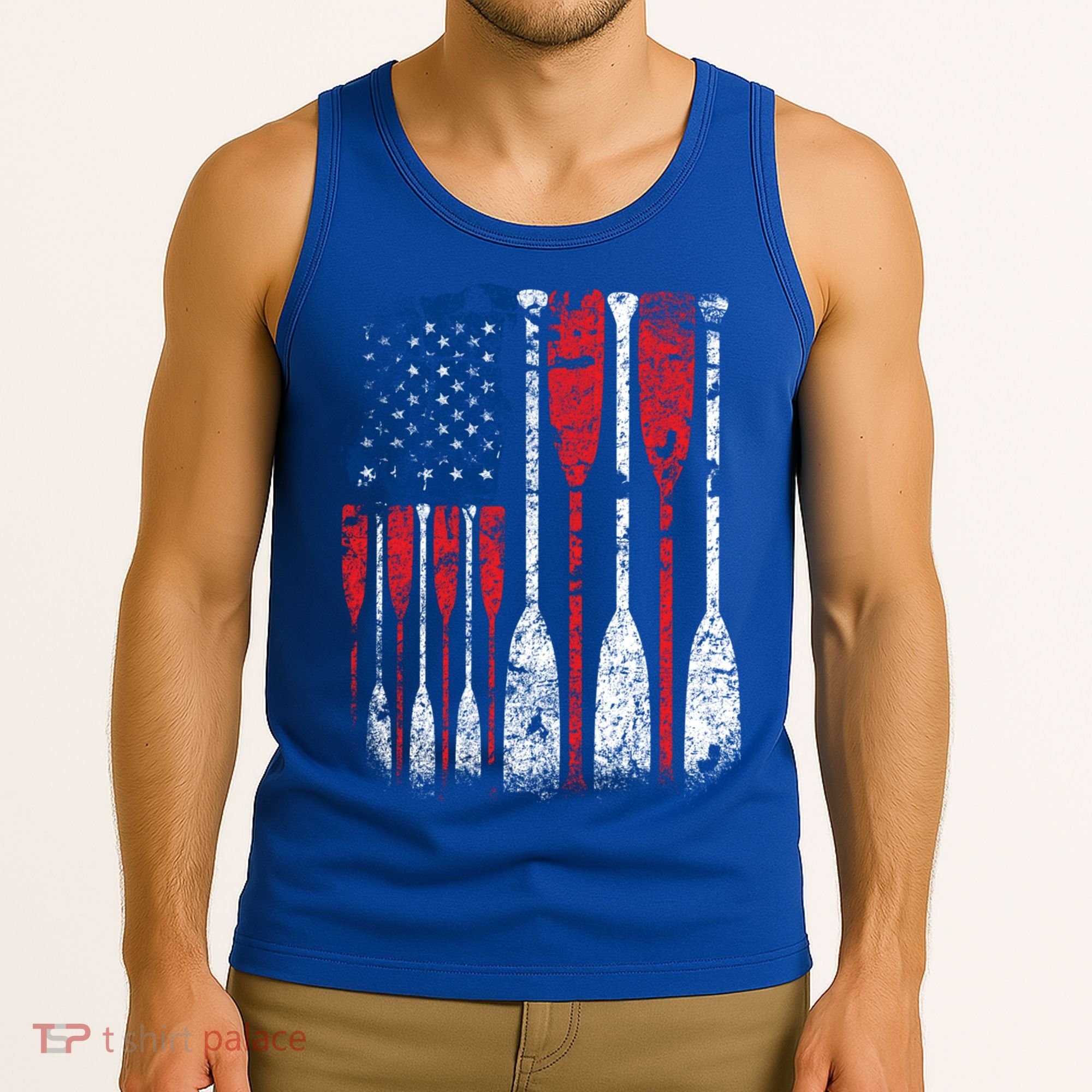 American Flag Rowing Oar Cute Us Row Crew 4th Of July Gift Tank Top