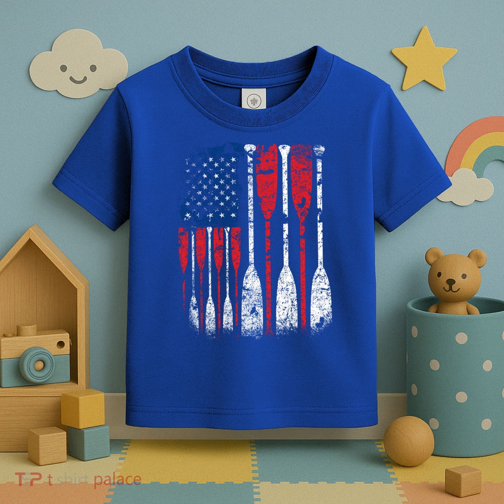American Flag Rowing Oar Cute Us Row Crew 4th Of July Gift Toddler T-Shirt