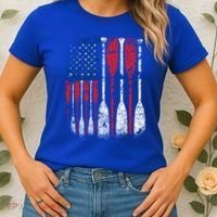 American Flag Rowing Oar Cute Us Row Crew 4th Of July Gift Women's T-Shirt thumb 2